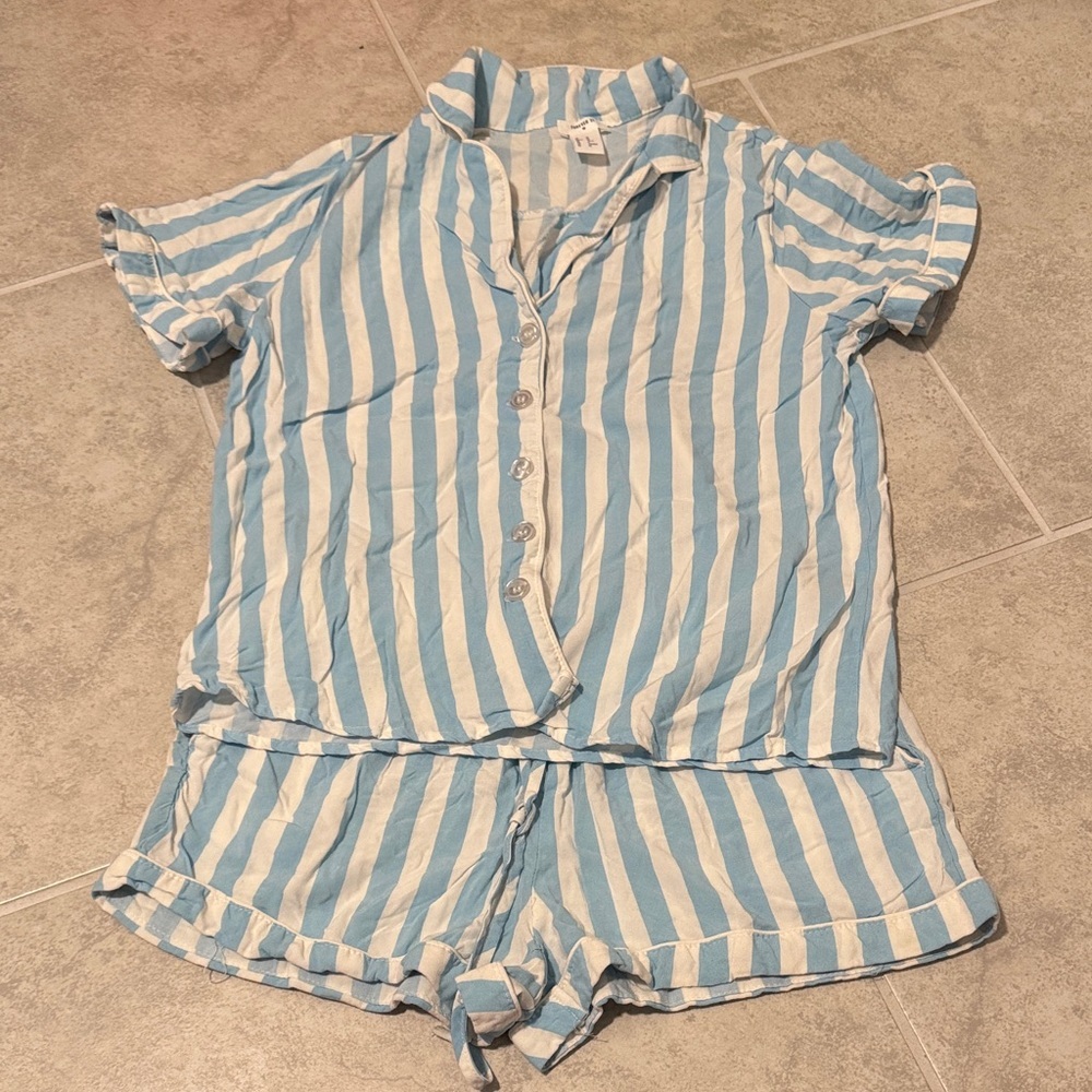 Forever 21 Light Blue and White Striped Set